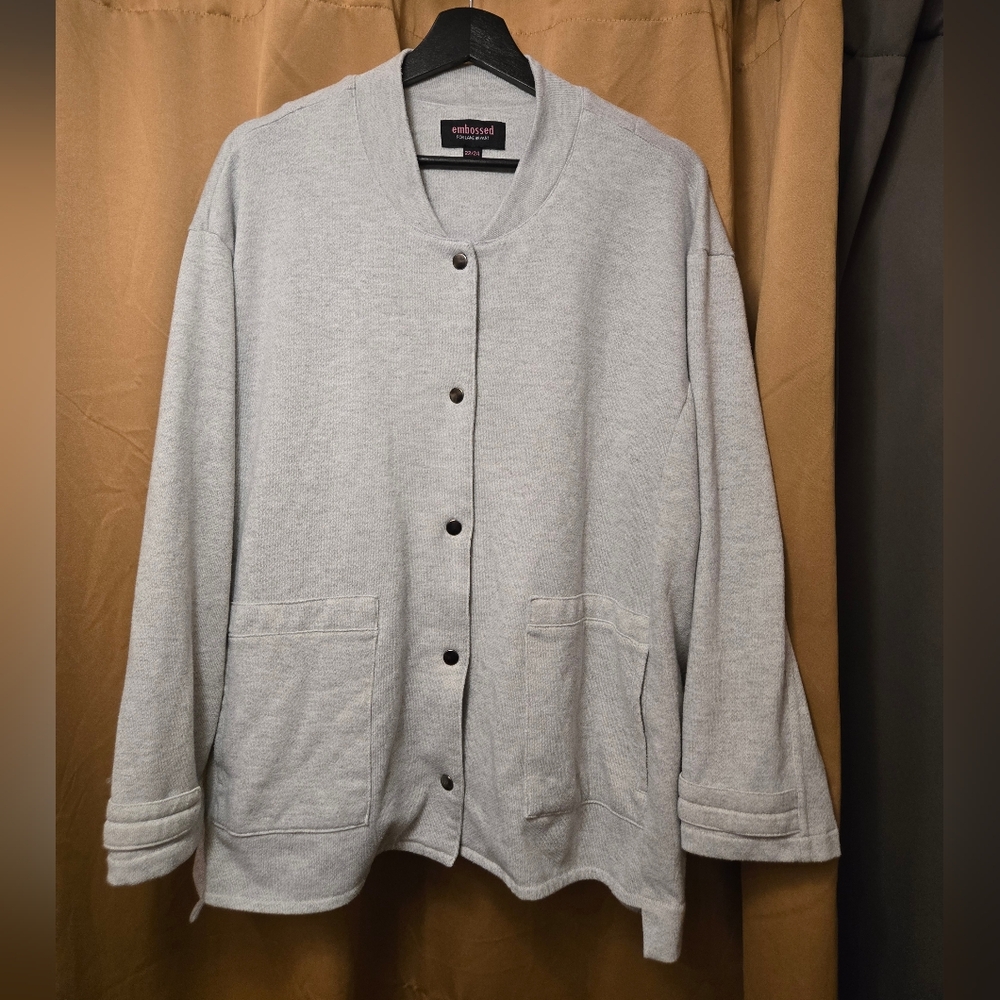 Vintage y2k Embossed for Lane Bryant 22/24 snap front heather grey cardigan
